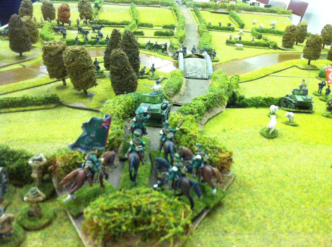 Some support from our Loyal Landsker Legion (mounted). Also, and Old-Army tank from some posh sounding regiment actually manages to crawl forward.